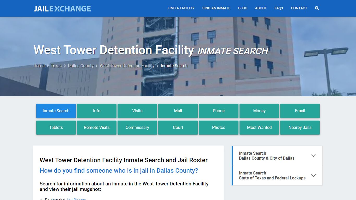 West Tower Detention Facility Inmate Search - Jail Exchange